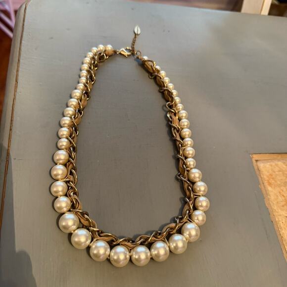 Coldwater Creek Faux Pearl Chainlink Statement Necklace - Picture 4 of 9